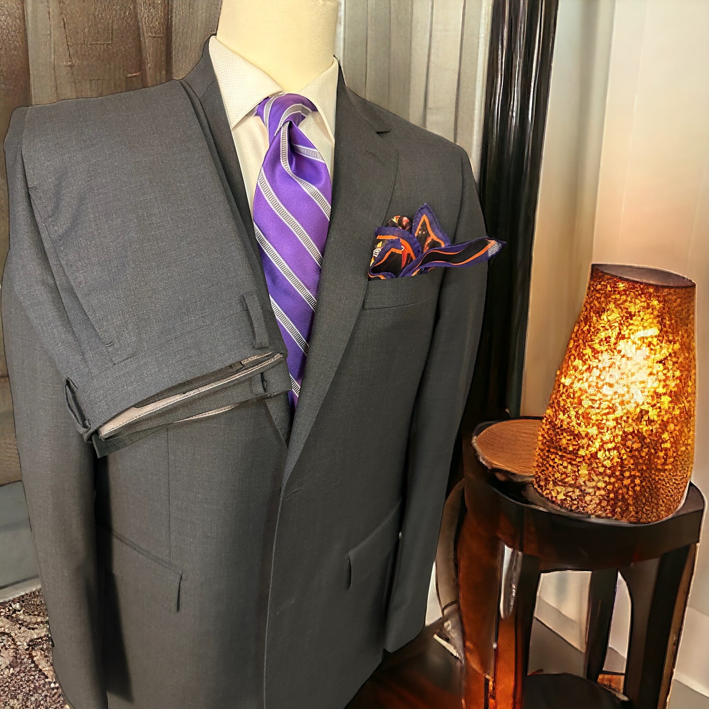 SUITCAFE® CashLana™ Charcoal Grey Handmade Wool Suit
