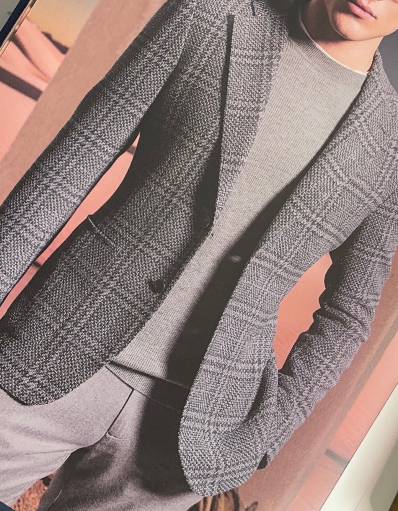 SUITCAFE Charcoal and Stone Grey Lambswool Plaid Jacket