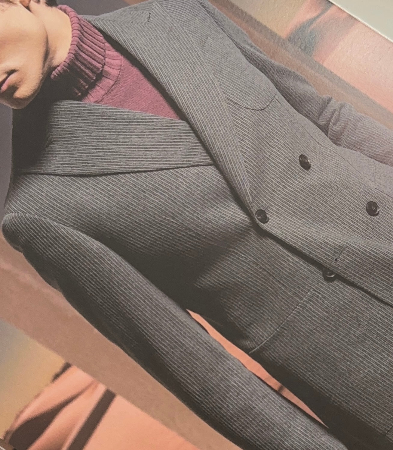 SUITCAFE Wool and Cashmere Olive Grey Cord Jacket