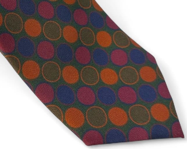 SUITCAFE Silk Twill Olive Mutli Color Dot Tie England