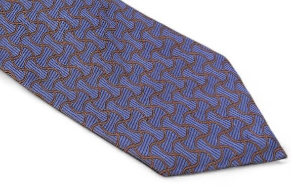 SUITCAFE Woven Silk Navy and Brown Twist Pattern Tie England