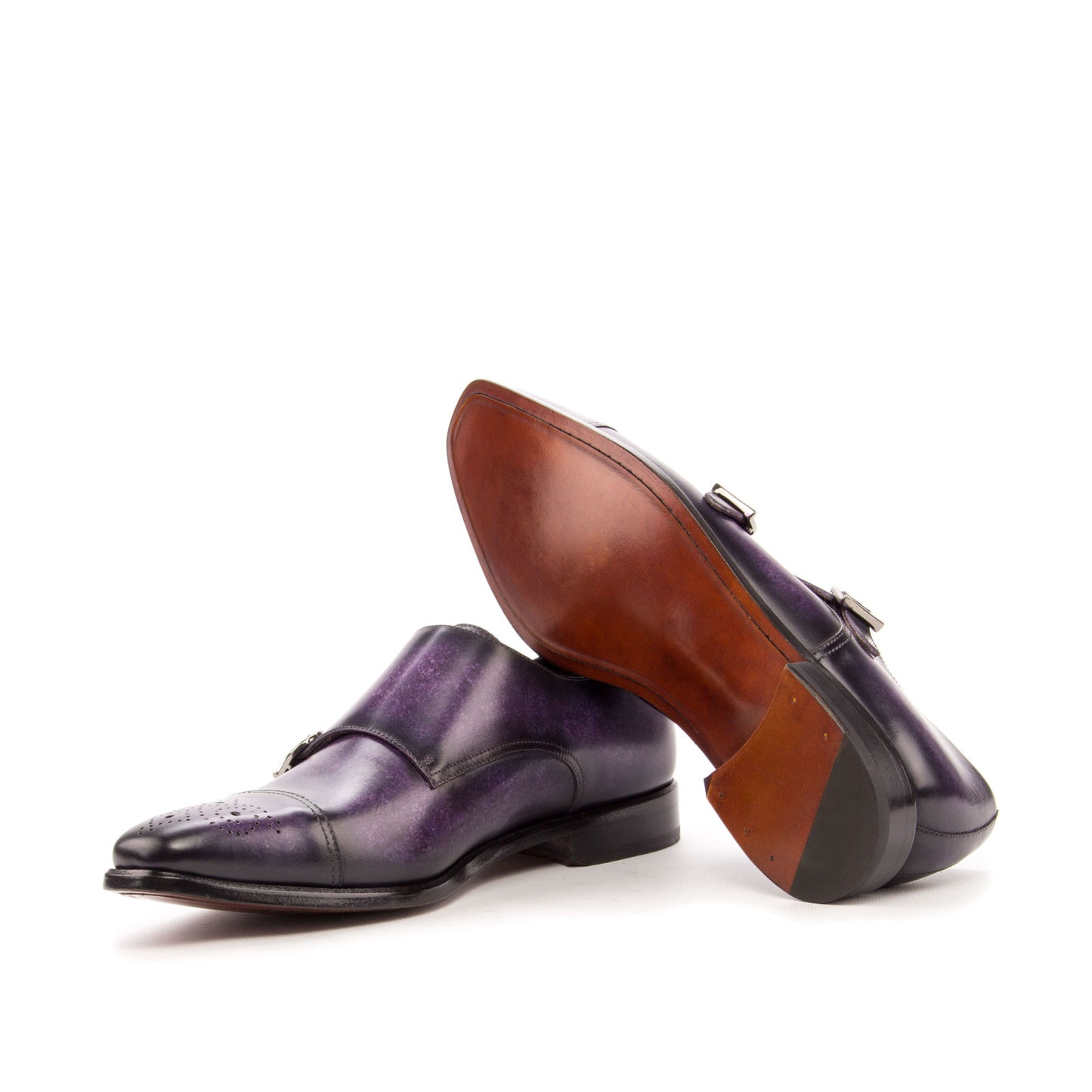SUITCAFE Double Monk Strap Purple Patina Men's Shoe
