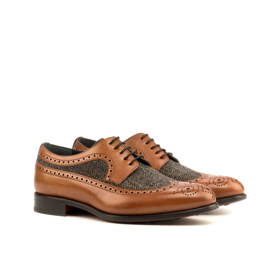 SUITCAFE Longwing Blucher Lace Up Men's Shoe In Cognac Leather