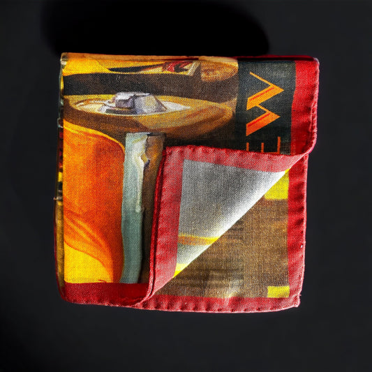 New designs in beautiful and colorful pocket square for your new sport jacket or suit. Adding color and casualness to any outfit these pocket squares depict different exotic cities across the world. Here we have vintage New York City through the eyes of artist Kai Carpenter. Hand rolled edge. Made in Italy. 14 x14 inches.