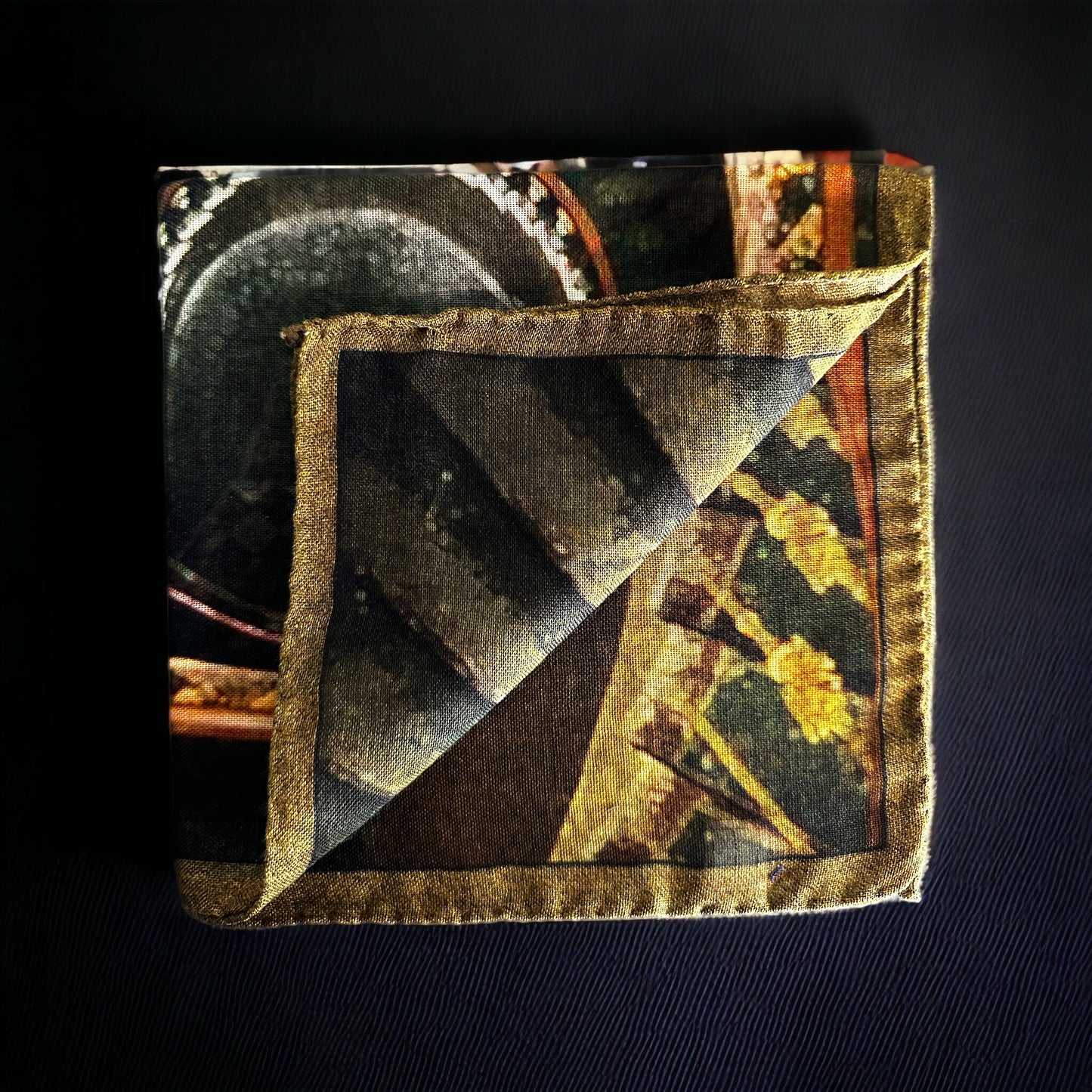 A beautiful representation in a silk pocket square of the spiral staircase located at the Vatican Museum in Rome, Italy. The spiral staircase is called the Bramante Staircase, and it was designed by Donato Bramante in 1505.