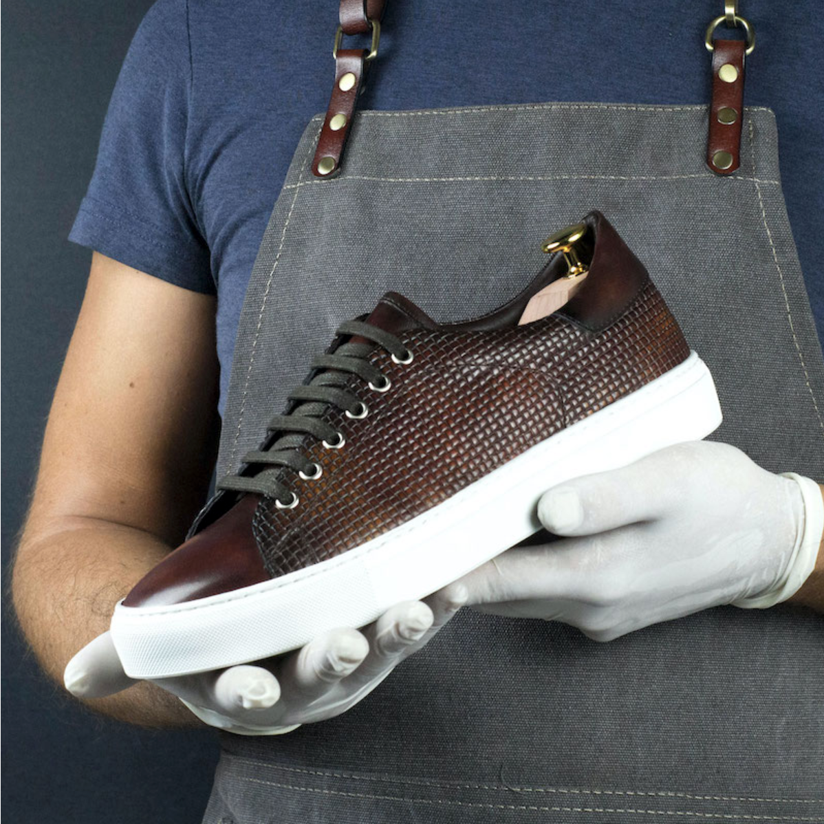 SUITCAFE Fire Museum Patina Brown Braided Calf Men's Sneaker Limited Edition