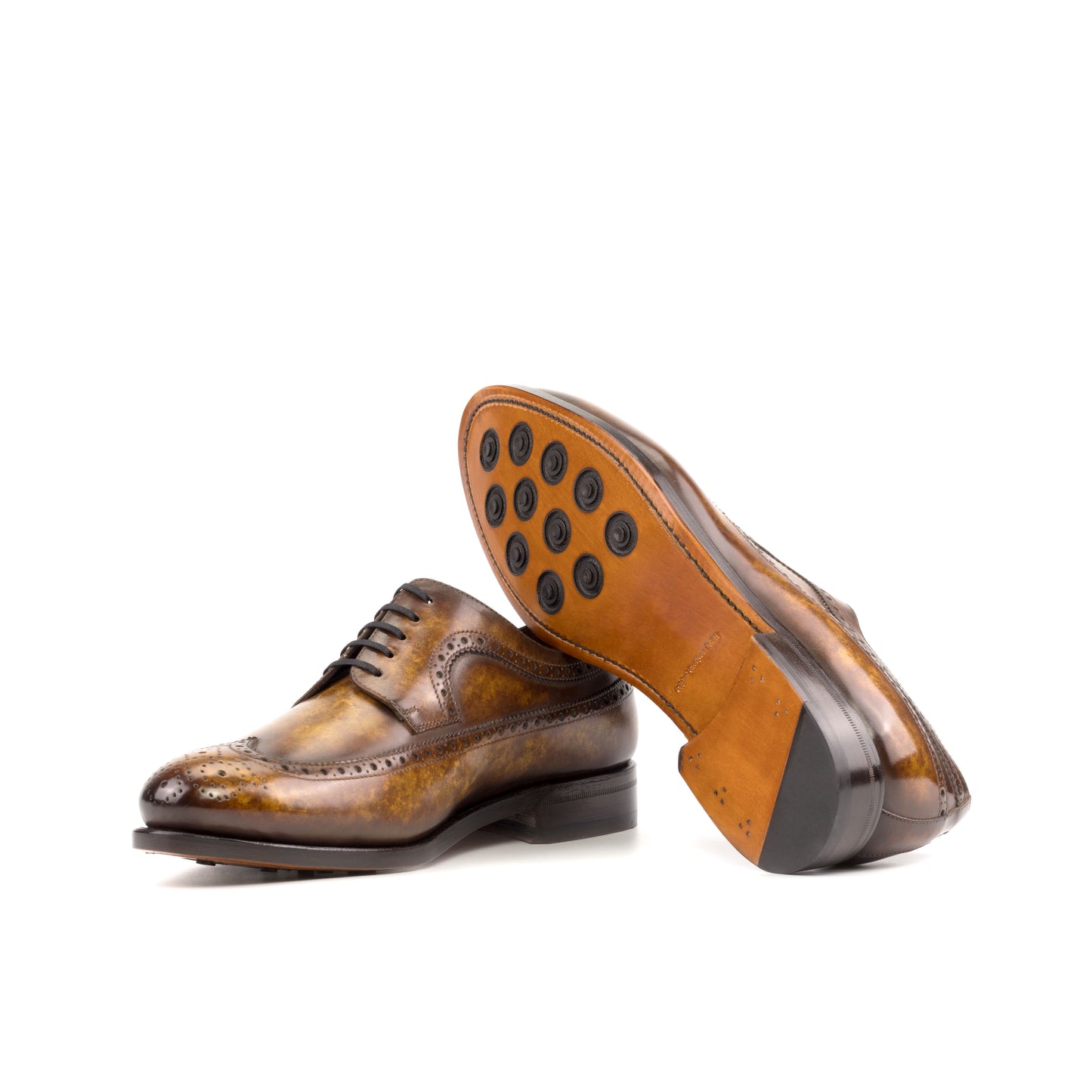 SUITCAFE FastLane Longwing Blucher Goodyear Sole Cognac Patina Leather Men's Shoe