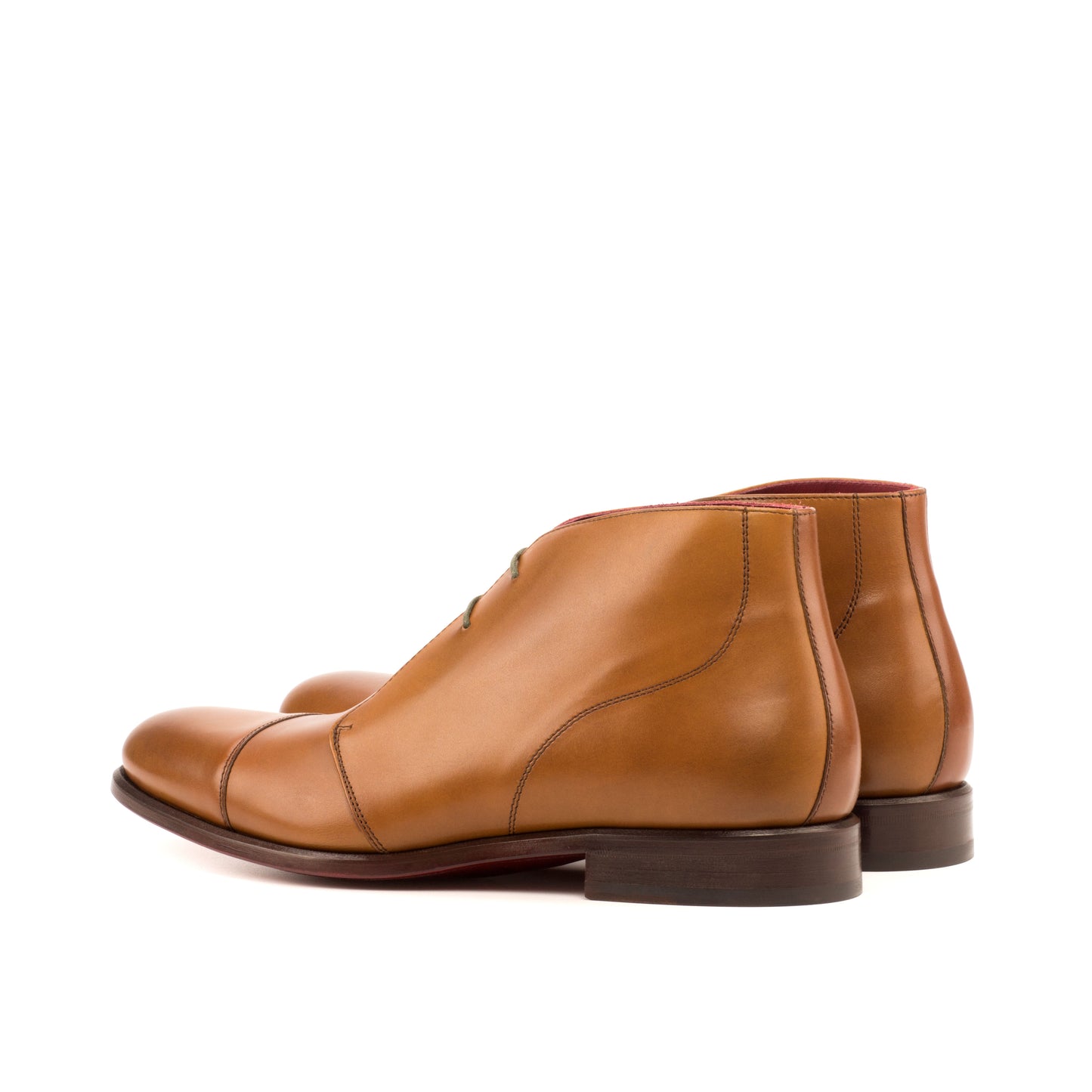 SUITCAFE Men's Chukka Boot Cognac Leather Red Soles
