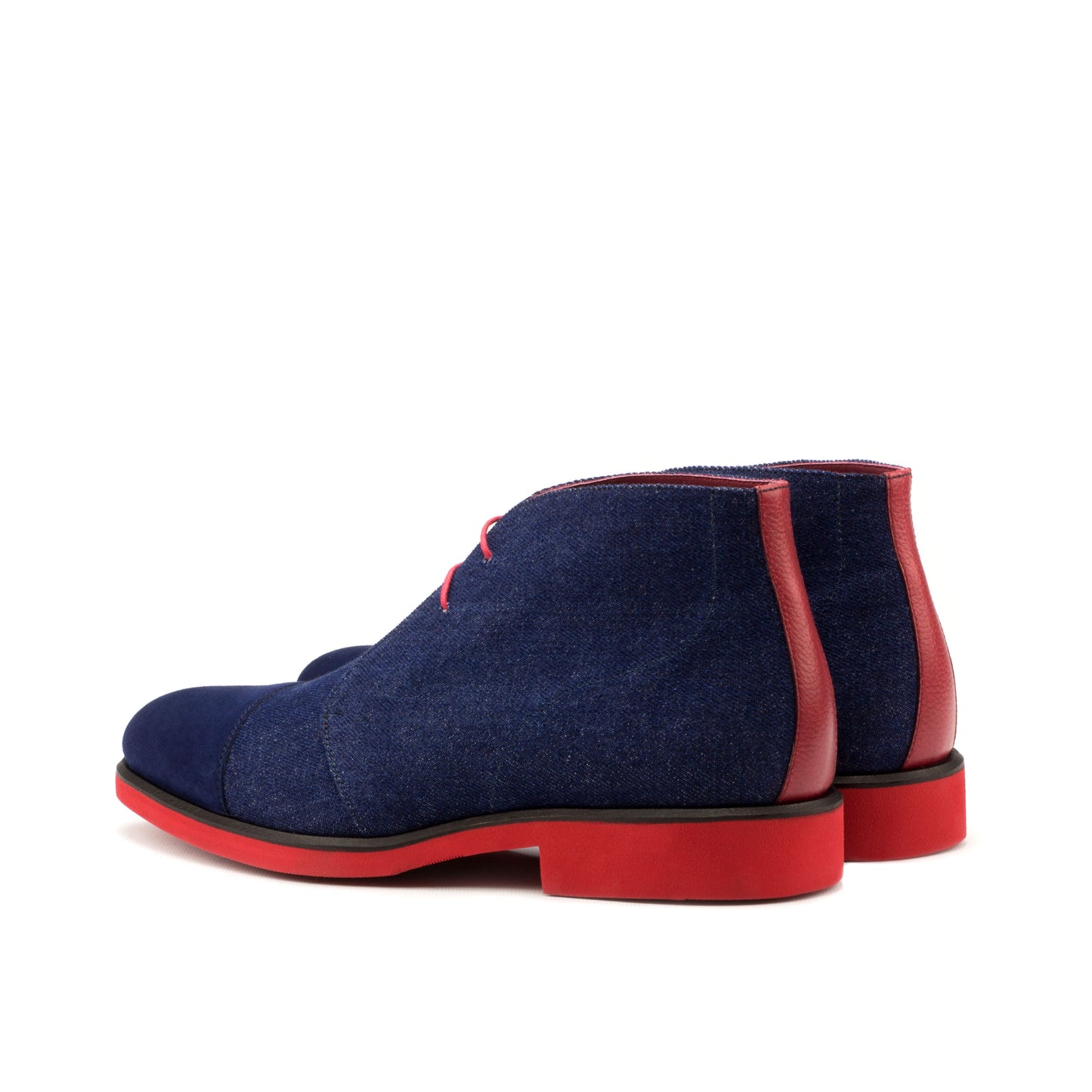 SUITCAFE Denim Jeans Navy Suede Red Sole Men's Chukka Boot