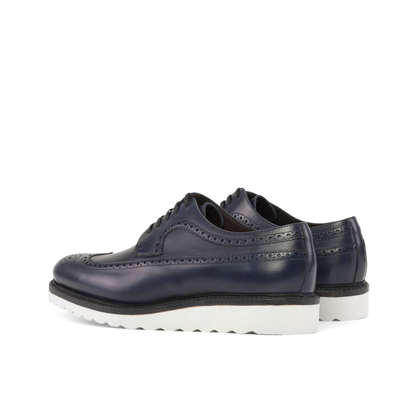 SUITCAFE FastLane Longwing Blucher Navy Leather White Wedge Sole Men's Shoe