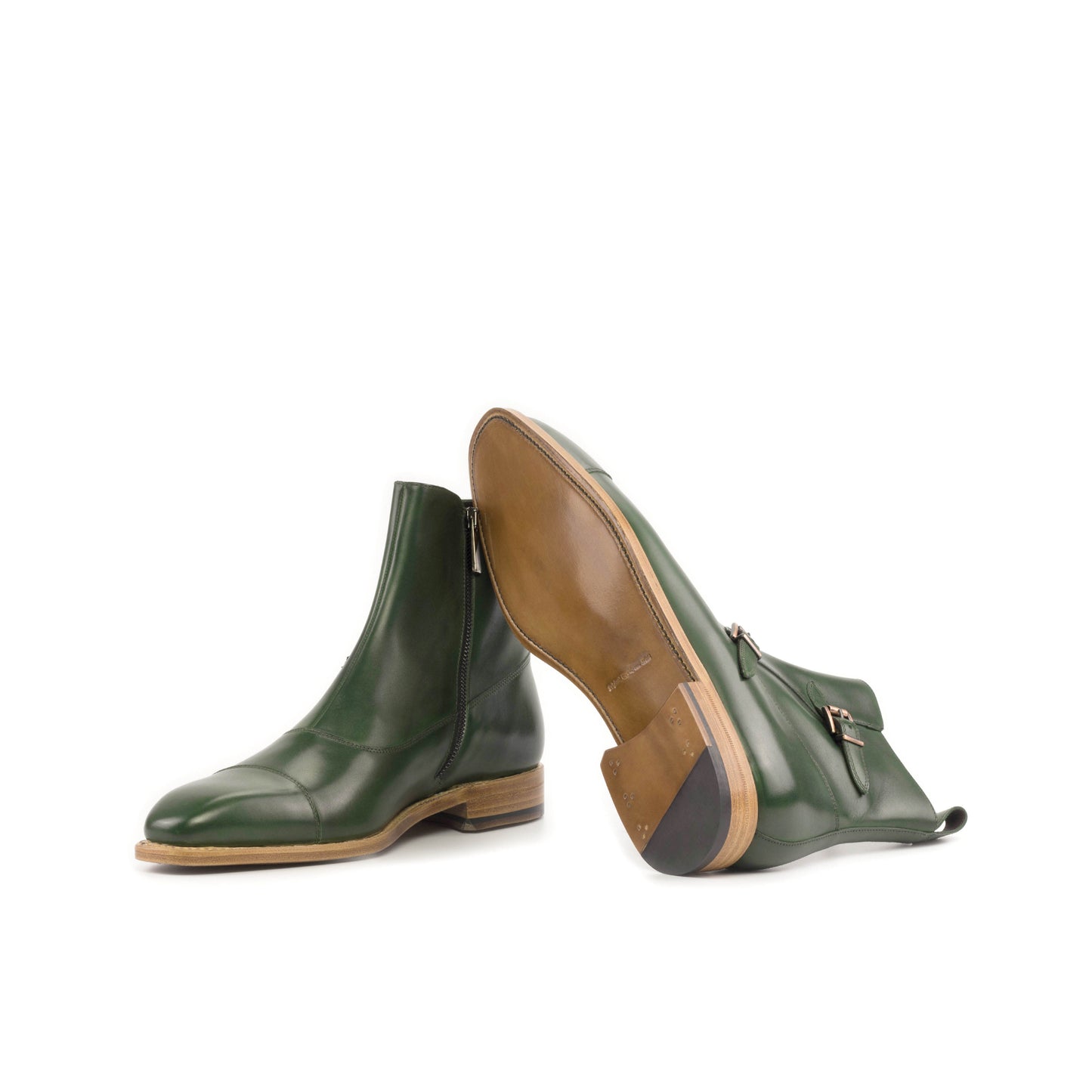 SUITCAFE FastLane Octavian Green Leather Goodyear Sole Men's Buckle Boot