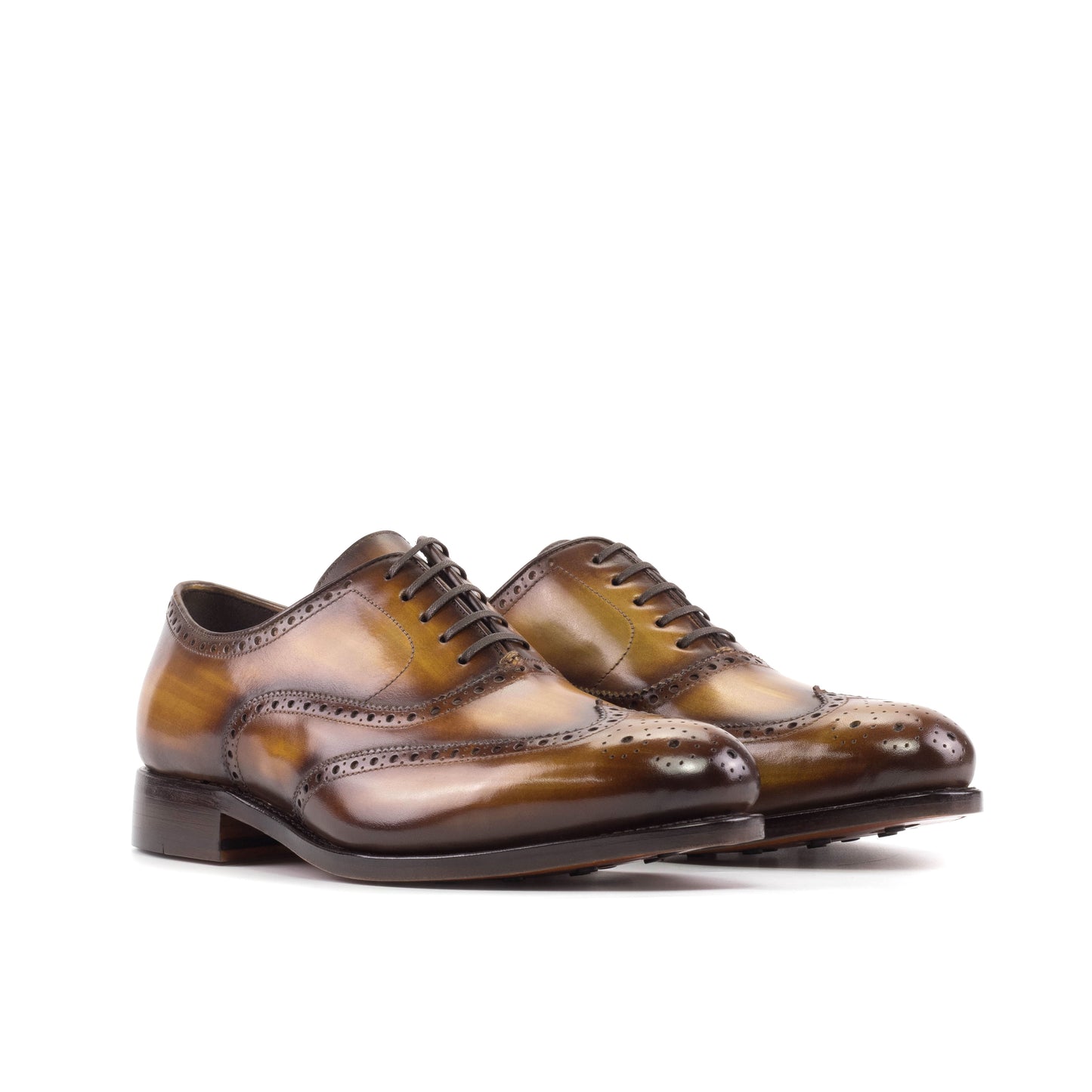 SUITCAFE Full Brogue Handmade Cognac Patina Men's Shoes