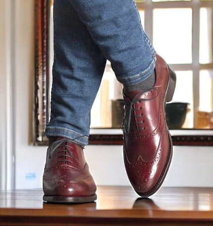 SUITCAFE Full Brogue Burgundy Leather Goodyear Welted Shoe