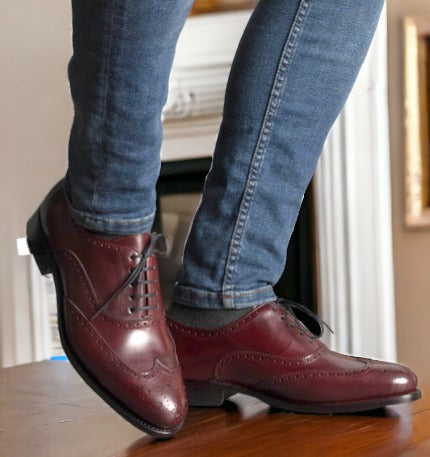 SUITCAFE Full Brogue Burgundy Leather Goodyear Welted Shoe