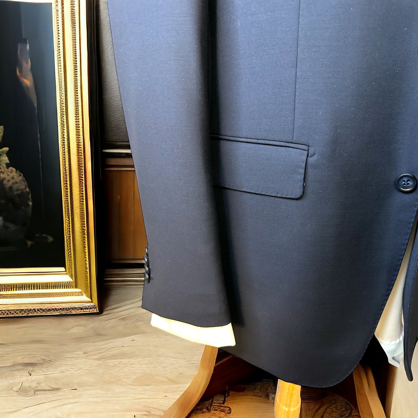 SUITCAFE® CashLana™ Navy Blue Handmade Wool Suit