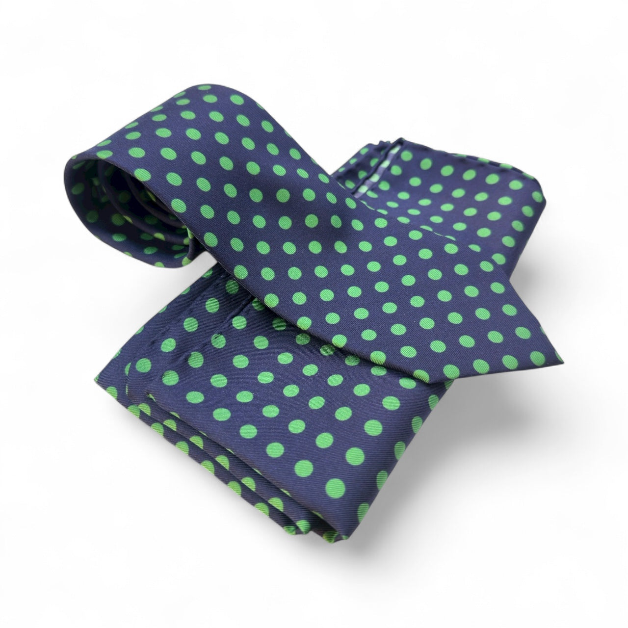 SUITCAFE Silk Twill Navy Pine Green Polka Dot Tie Set England