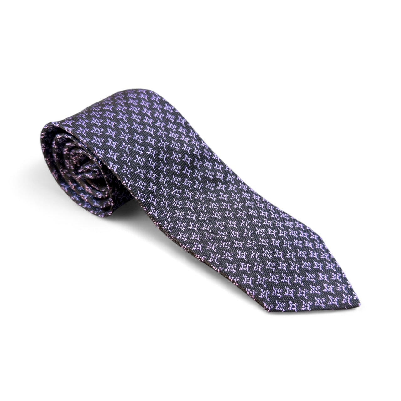 SUITCAFE Woven Silk Navy Purple Starburst Geometric Tie England