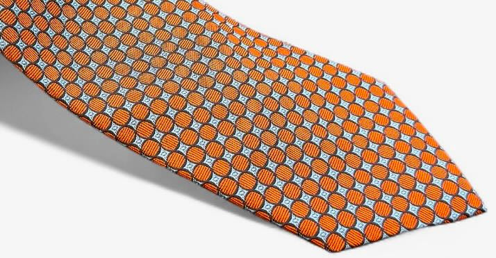 SUITCAFE Woven Silk Orange Dot Geometric Tie England