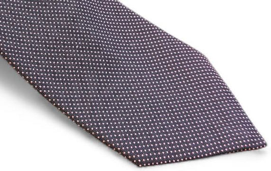 SUITCAFE Woven Silk Navy Blue Small Rose Pin Dot Tie England