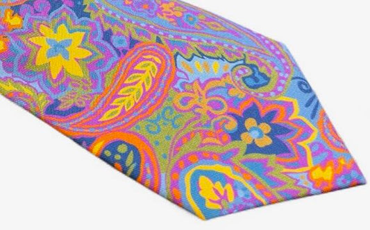 SUITCAFE Silk Twill Pastel Paisley Multi Color Tie