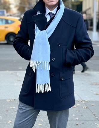 SUITCAFE Cashmere Wool Navy Pea Coat Italy