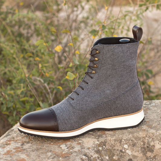 SUITCAFE Balmoral Men's Boot Grey Flannel & Brown Leather