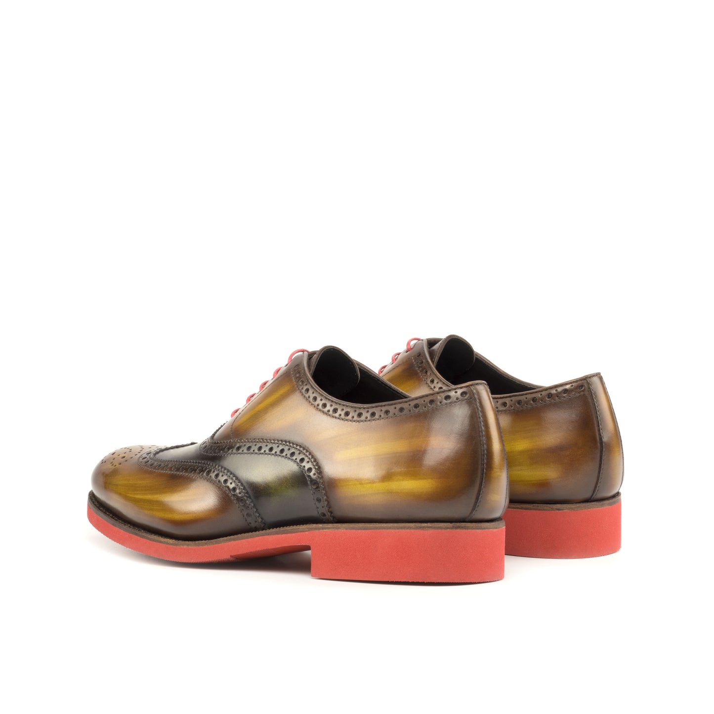 SUITCAFE Full Brogue Cognac and Green Leather Patina Red Sole Men's Shoe
