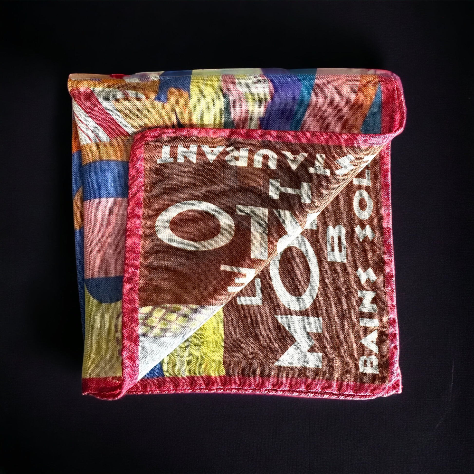 New designs in beautiful and colorful handkerchief for your new sport jacket or suit. Adding color and casualness to any outfit these pocket squares depict different exotic cities across the world. Here we have La Plage De Monte Carlo Beach in France. A depiction from the original 1929 Michael Bouchaud Art Deco style poster in cubism form. Picturing the nostalgia of white sand beaches of the rich and famous. Hand rolled edge. Made in Italy. 14 x14 inches.