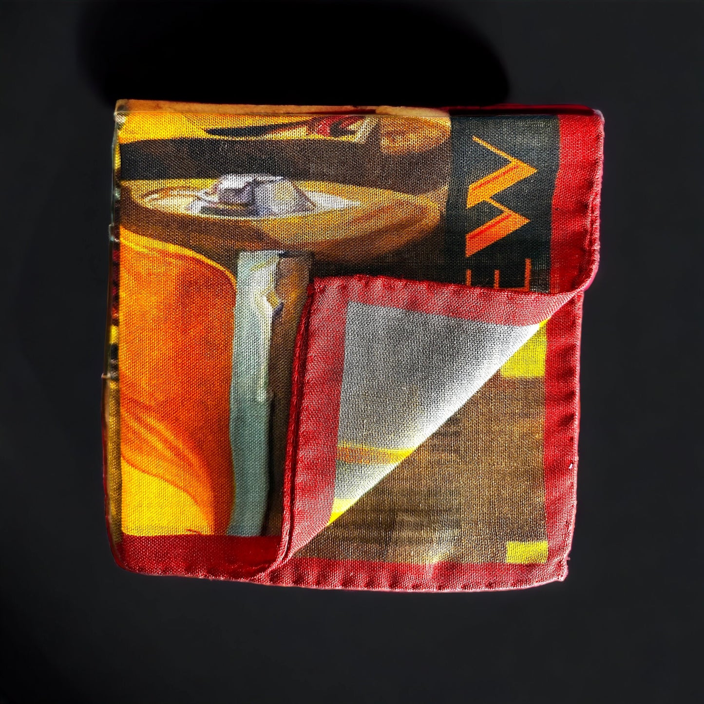 New designs in beautiful and colorful pocket square for your new sport jacket or suit. Adding color and casualness to any outfit these pocket squares depict different exotic cities across the world. Here we have vintage New York City through the eyes of artist Kai Carpenter. Hand rolled edge. Made in Italy. 14 x14 inches.