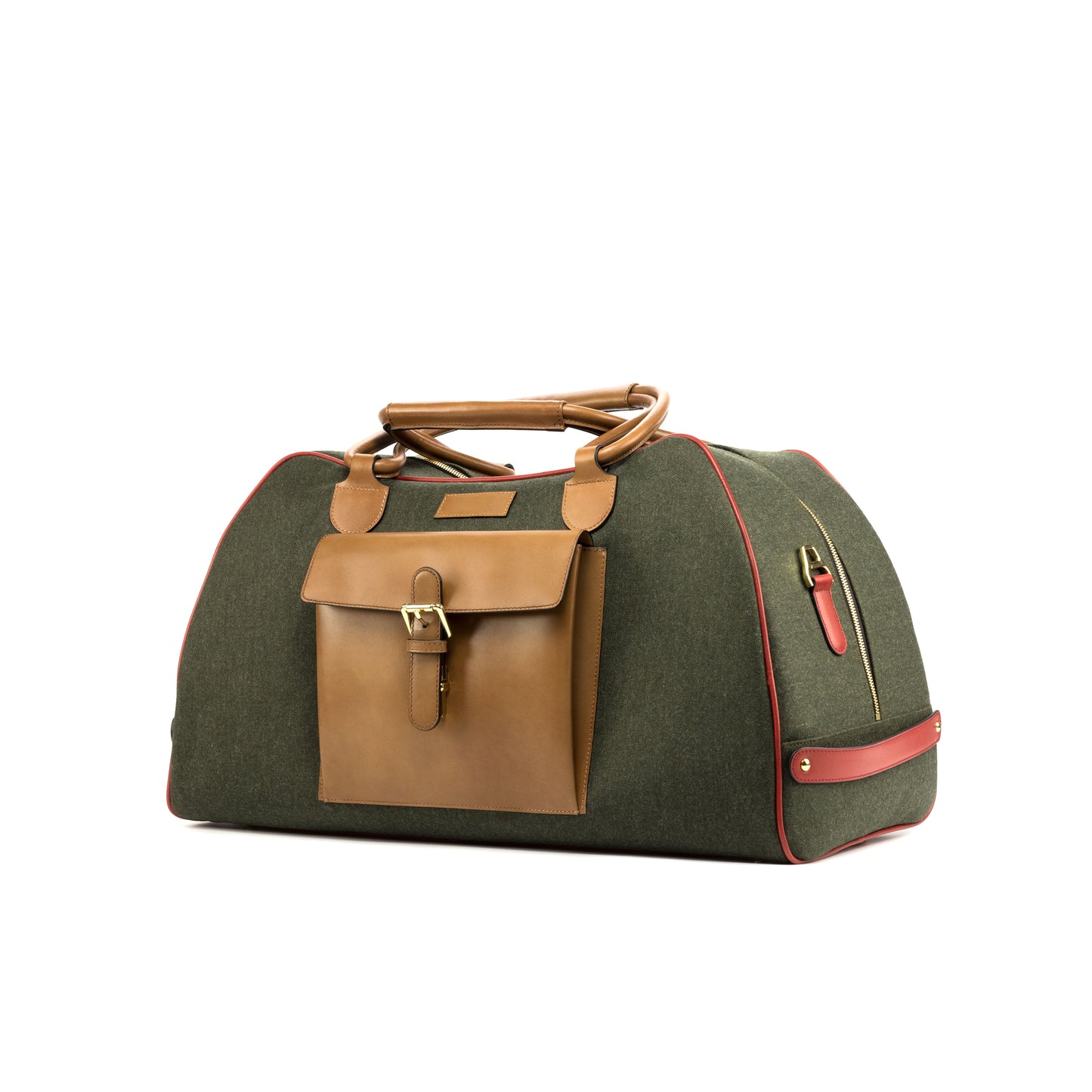 SUITCAFE Travel Duffel Bag Olive Green Flannel and Leather