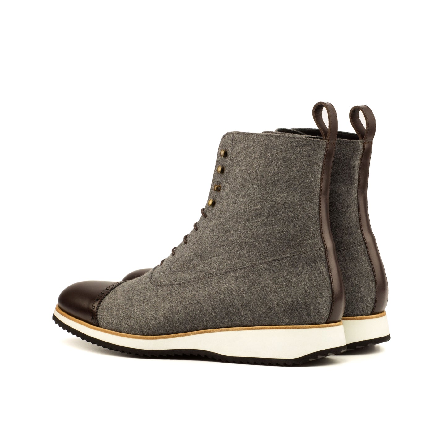 SUITCAFE Balmoral Men's Boot Grey Flannel & Brown Leather