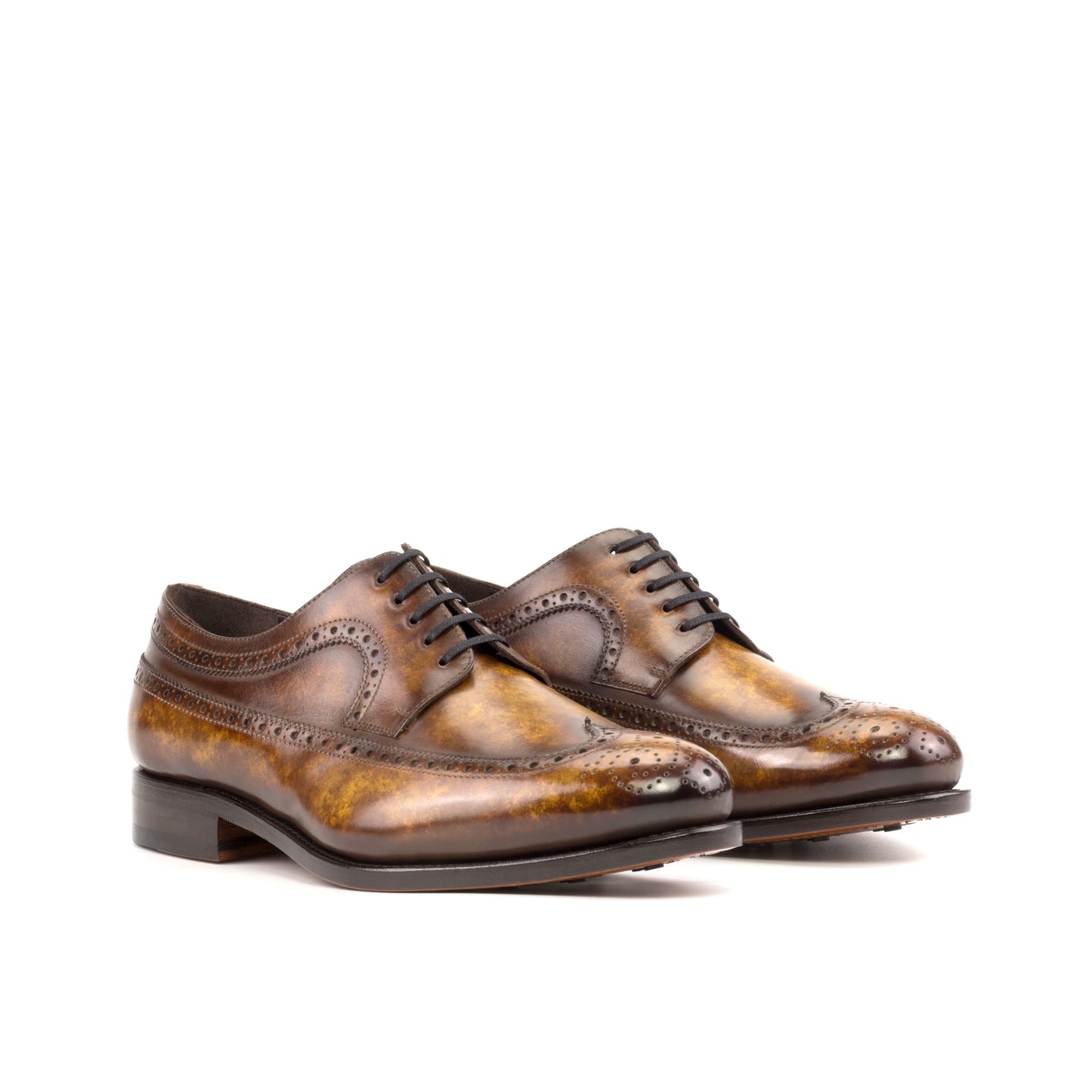 SUITCAFE FastLane Longwing Blucher Goodyear Sole Cognac Patina Leather Men's Shoe