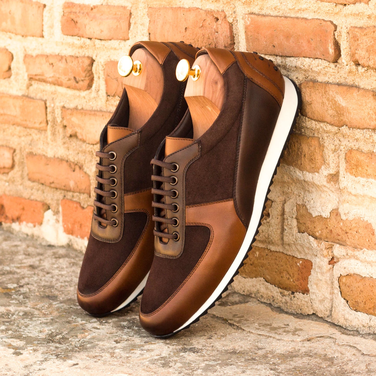 SUITCAFE Brown Leather & Suede Corsini Italian Men's Sneaker