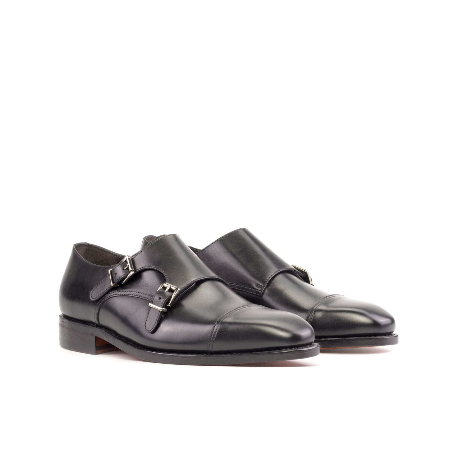 SUITCAFE FastLane Double Monk Black Goodyear Sole Leather Men's Shoe