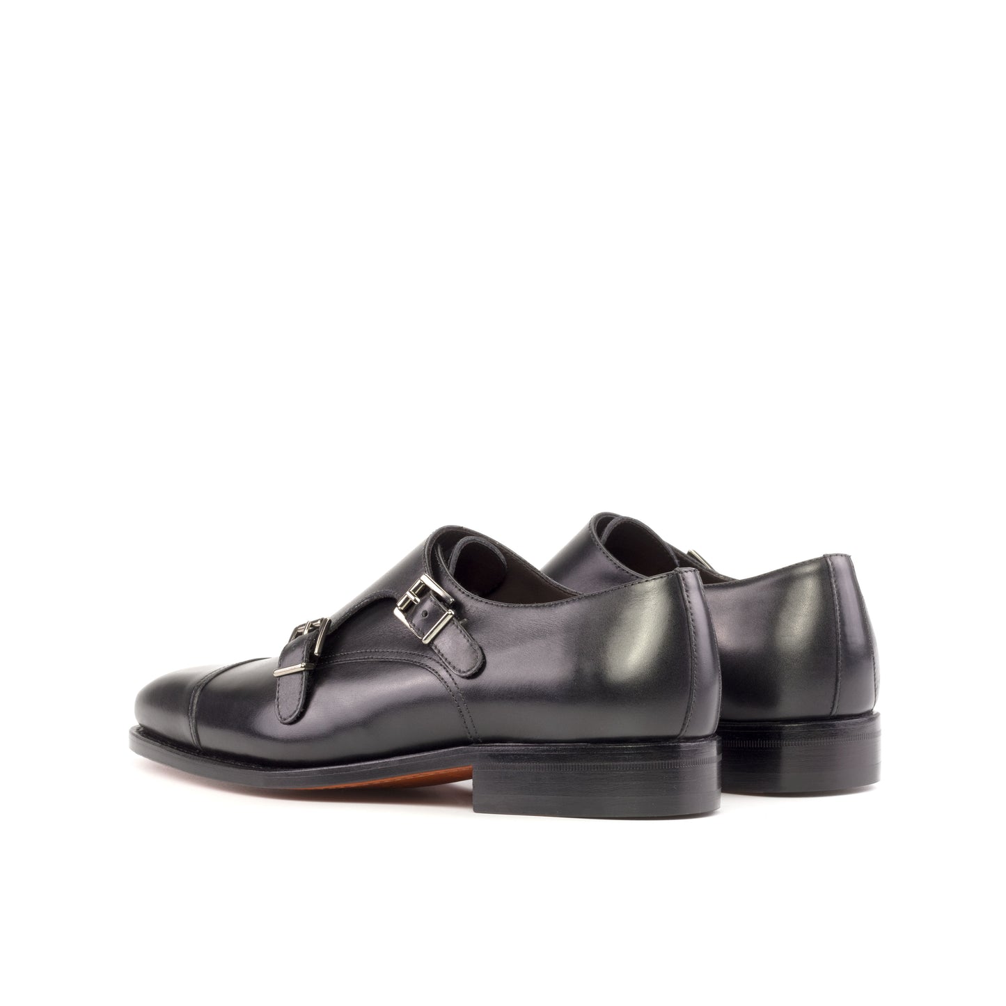 SUITCAFE FastLane Double Monk Black Goodyear Sole Leather Men's Shoe