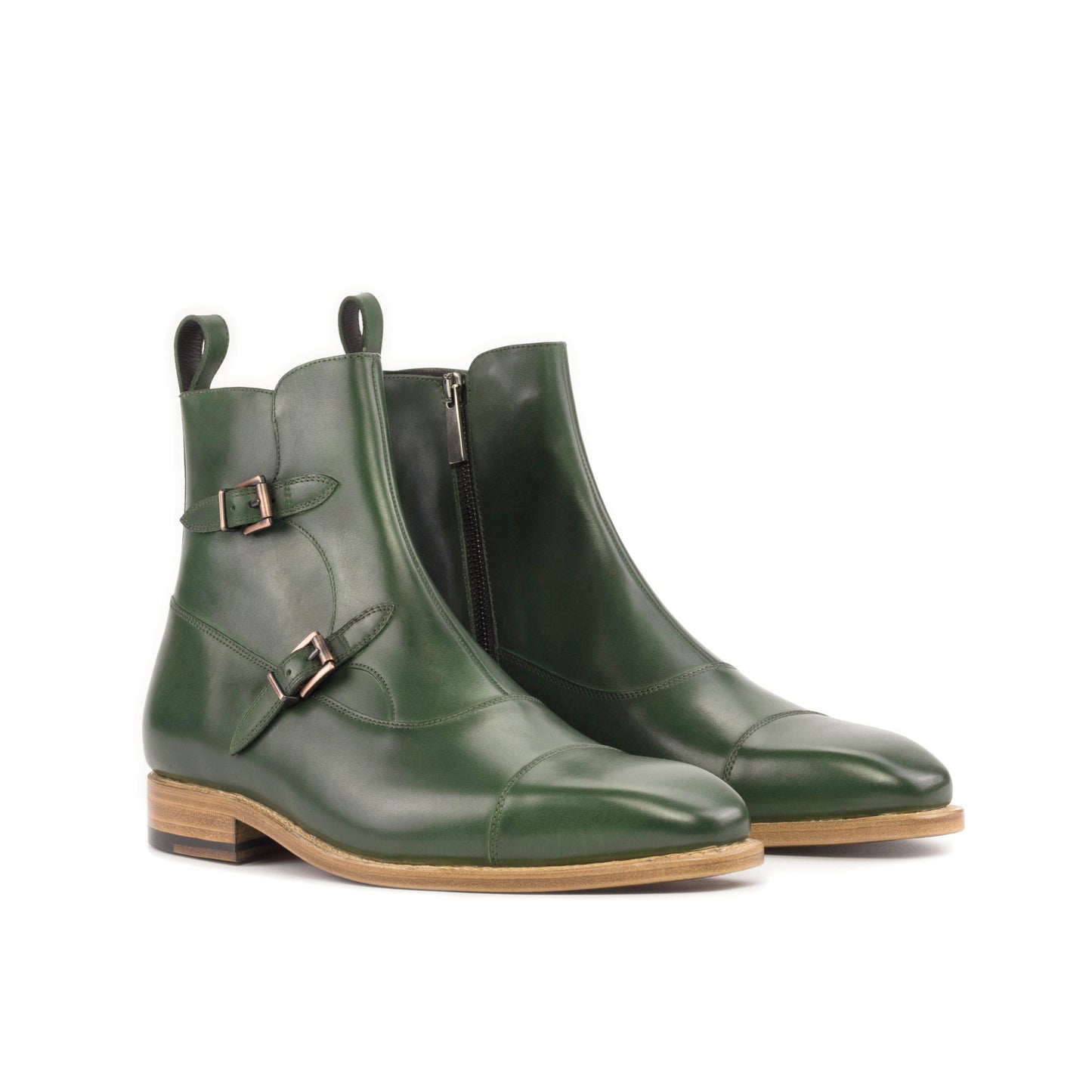 SUITCAFE FastLane Octavian Green Leather Goodyear Sole Men's Buckle Boot
