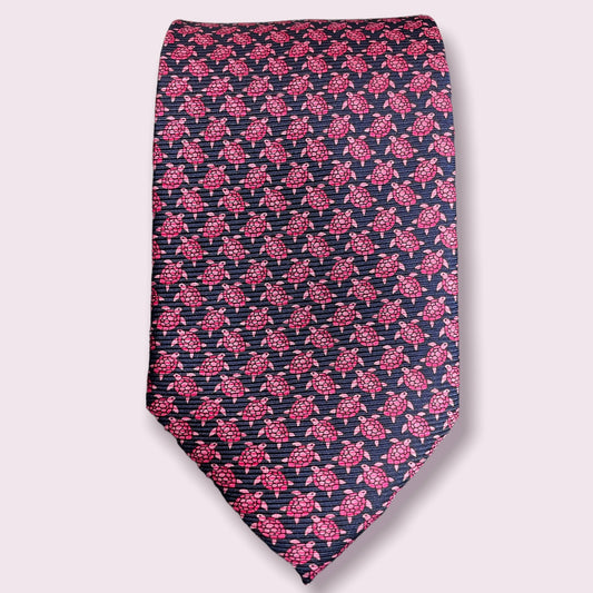 SUITCAFE Turtle Geometric Blue Pink Tie