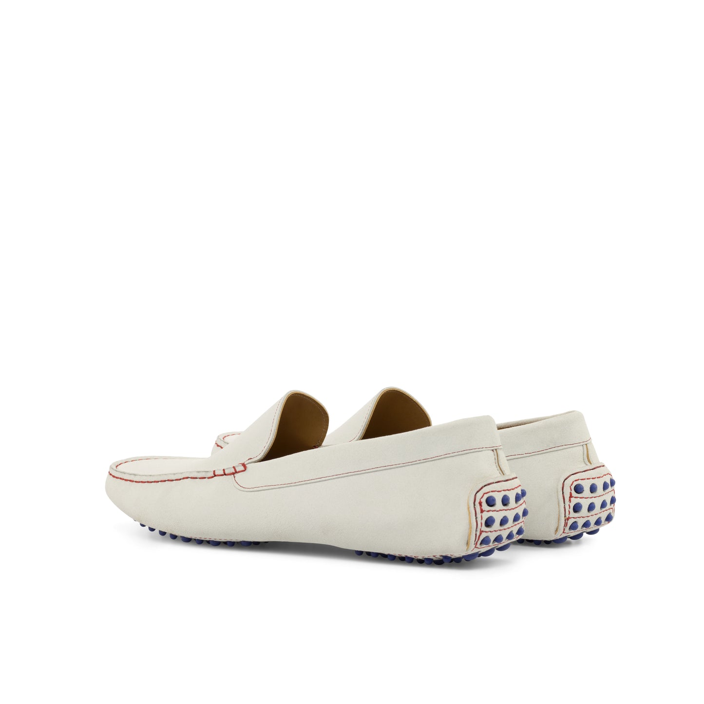 SUITCAFE White Suede Blue Dots Men's Driving Loafers
